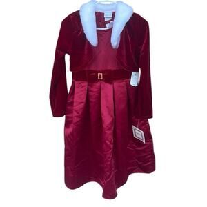 Perfectly Dressed maroon holiday dress with crop shawl size 6X NEW